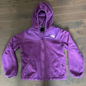 The North Face Girls Purple zip up Fleece Hooded jacket Sz M 10-12